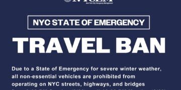 NYCEM Public Service Alert: NYC State of Emergency | Travel Ban | 9:00 PM Sunday (2/22) until 12:00 PM Monday (2/23)
