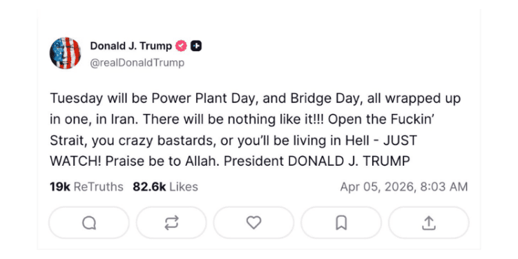 President Trump Threatens Iran in Expletive-Laden Post on Social Media